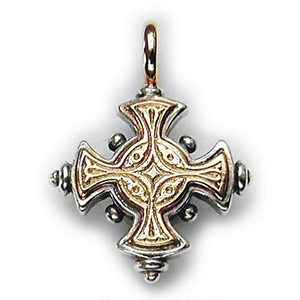 Sterling Silver Cross With 18ky Gold Border