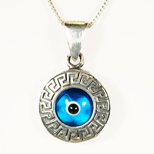 Sterling Silver/Greek Key/Eye Pendant